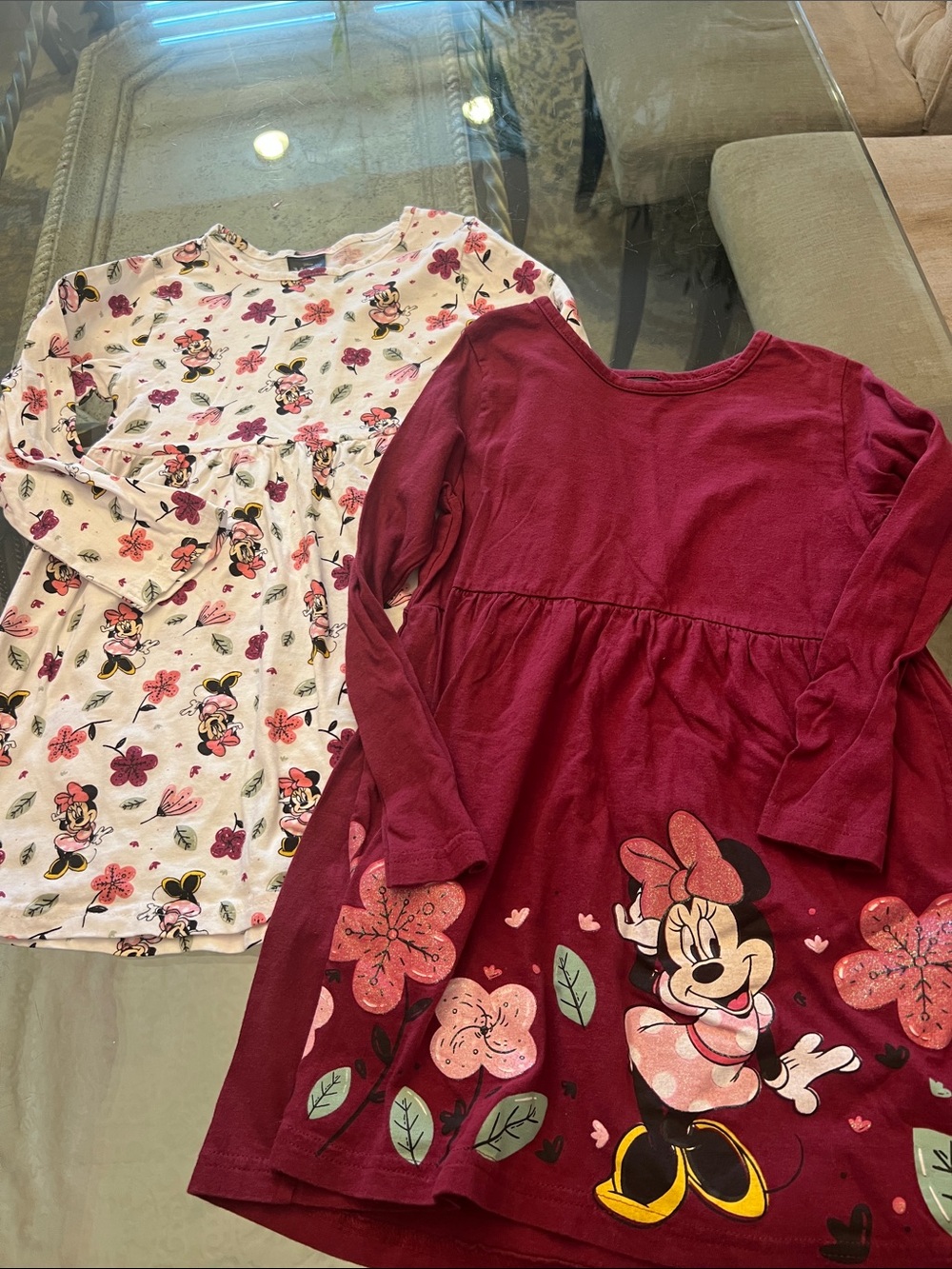 Girls' Minnie Mouse bundle Floral Long-Sleeve Dress Burgundy & White 6x